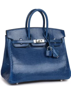 Hermes Birkin 25 Bleu Saphir Lizard Palladium Hardware