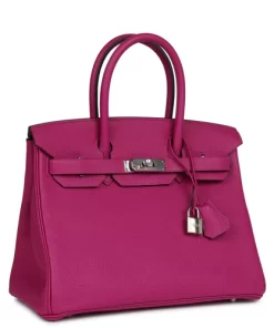 Pre-owned Hermès Birkin 30 Rose Pourpre Togo Palladium Hardware