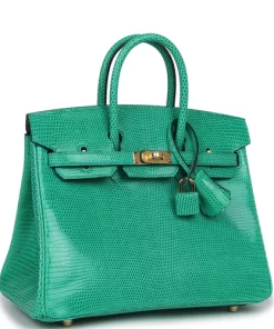 Hermès Birkin 25 Menthe Varanus Niloticus Lizard Gold