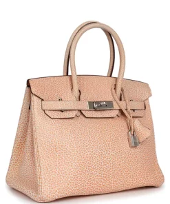 Vintage Hermès Birkin 30 Orange Dalmatian Buffalo Palladium Hardware
