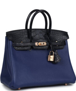 novillo and Bleu Marine Matte Alligator Touch Rose
