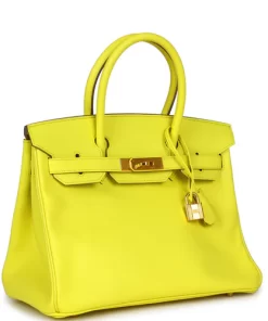 Pre-owned Hermès Birkin 30 Lime Epsom Gold Hardware
