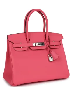 Pre-owned Hermès Birkin 30 Rose Azalee Epsom Palladium Hardware
