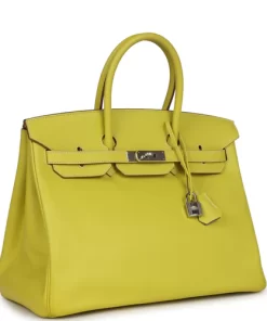 Pre-owned Hermès Birkin 35 Lime Candy Epsom