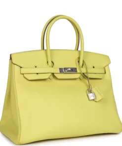 Pre-owned Hermès Birkin 35 Soufre Epsom Palladium