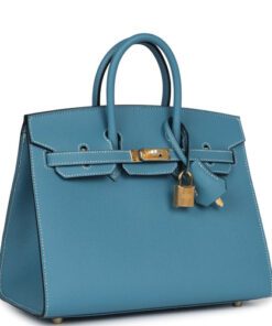 Hermes Birkin Sellier 25 Blue Jean Epsom Gold Hardware