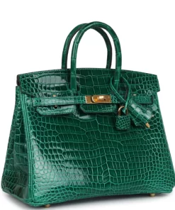 Hermès Birkin 25 Emerald Shiny Porosus Crocodile
