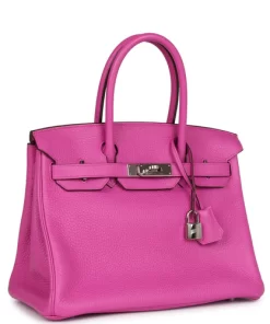 Pre-owned Hermès Birkin 30 Magnolia Clemence Palladium Hardware