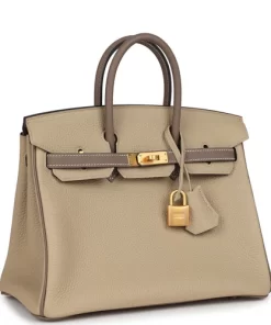 Hermès Special Order (HSS) Birkin 25 Etoupe and Trench Togo Brushed Gold
