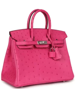 Hermès Birkin 25 Rose Tyrien Ostrich Palladium Hardware