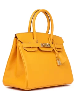 Pre-owned Hermès Birkin 30 Jaune D'or Epsom Gold Hardware