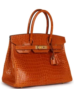 Hermès Birkin 30 Pain D' Epice Shiny Porosus Crocodile Gold Hardware