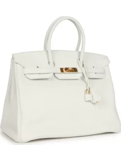 Pre-owned Hermes Birkin 35 White Clemence