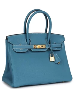 Hermes Birkin 30 Blue Jean Togo Gold Hardware