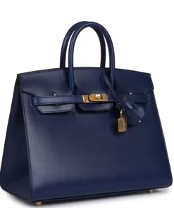 Hermes Birkin Sellier 25 Bleu Saphir Box Gold Hardware