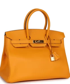 Pre-owned Hermès Birkin 35 Jaune D'Or Epsom Gold Hardware