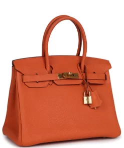 Pre-owned Hermes Birkin 30 Orange Togo Gold
