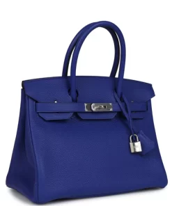 Hermes Birkin 30 Bleu Electric Clemence Palladium Hardware