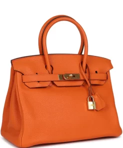 Pre-owned Hermès Birkin 30 Orange Togo Gold Hardware