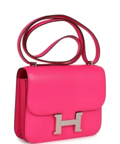 Hermès Constance 18 Rose Pop Chevre Chamkila Palladium