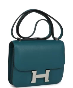 Hermès Constance 18 Vert Bosphore Evercolor Palladium Hardware
