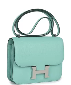 Hermès Constance 18 Aqua Chevre Palladium