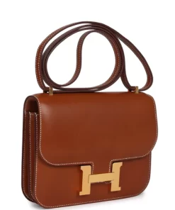 Hermès Constance 18 Fauve Barenia Gold