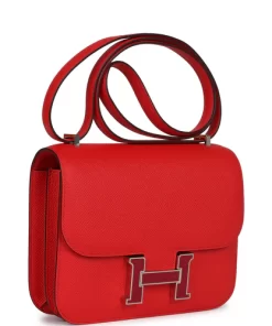 Hermès Constance 18 Rouge De Coeur Epsom Lacquered Palladium