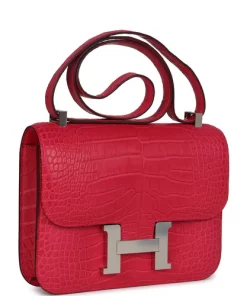 Hermès Constance 1-24 Rose Extreme Matte Alligator Palladium