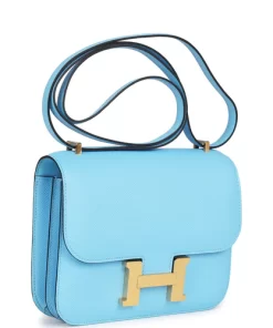 Hermès Constance 18 Celeste Epsom Gold