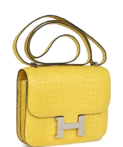 Hermès Constance 18 Mimosa Matte Alligator Palladium Hardware