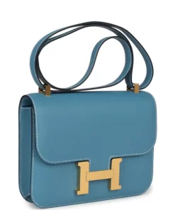 Hermès Constance 1-24 Blue Jean Epsom Gold Hardware