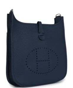 Hermès Evelyne III PM Bleu De Prusse Clemence Palladium Hardware