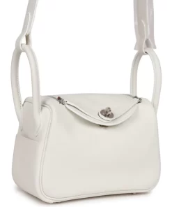 Hermès Mini Lindy White Swift Palladium