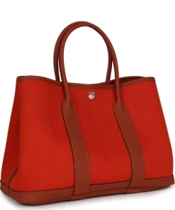 Hermès Garden Party 30 Terre Battue and Cuivre Toile Canvas and Negonda Palladium Hardware