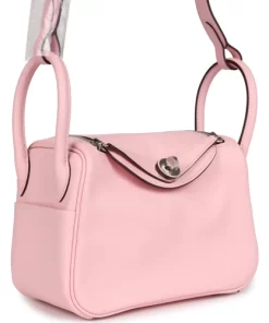 Hermès Mini Lindy Rose Sakura Swift Palladium Hardware