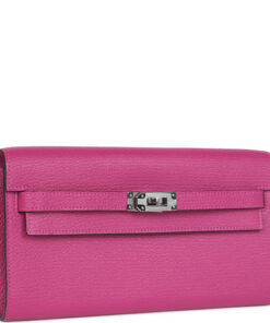 Hermès Kelly Wallet To Go Rose Pourpre Chevre Palladium Hardware