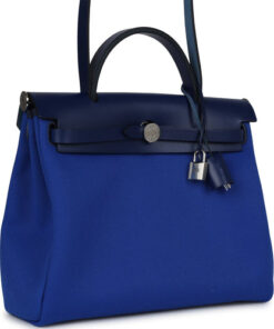 Hermès Herbag Zip PM 31 Bleu Bill Toile Militaire Canvas and Bleu Saphir Vache Hunter Palladium
