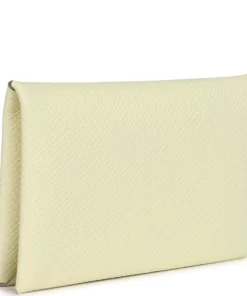 Hermès Calvi Card Holder Jaune Milton Epsom Palladium Hardware