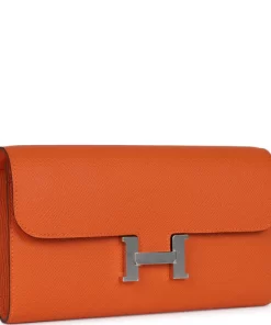 Hermès Constance Wallet To Go Orange Epsom Palladium Hardware