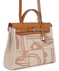 Hermès Herbag Zip PM 31 "Brides de Gala" Natural Sable Berline Hunter and Ecru Toile H Canvas Palladium Hardware