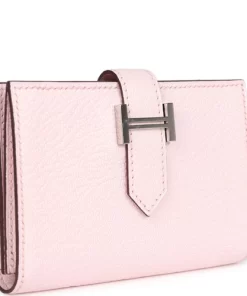 Hermès Bearn Card Holder Rose Darling Chevre Mysore Palladium Hardware