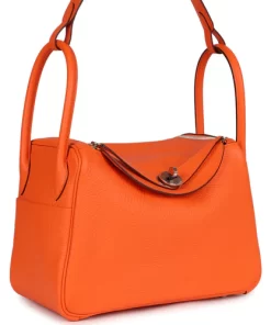 Hermès Lindy 26 Orange Minium Clemence Palladium Hardware