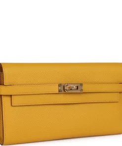 Hermès Kelly Long Wallet Jaune Ambre Epsom Gold Hardware