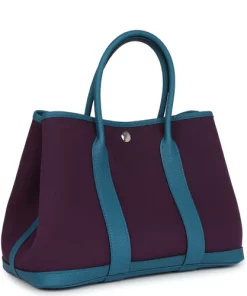 Hermès Garden Party 30 Cassis Toile H and Cobalt Negonda Palladium Hardware