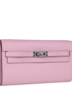 Hermès Kelly Wallet To Go Mauve Sylvestre Epsom Palladium Hardware