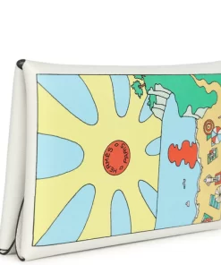 Hermès "Le Lever" Calvi Duo Card Holder White Multicolored Swift Palladium Hardware