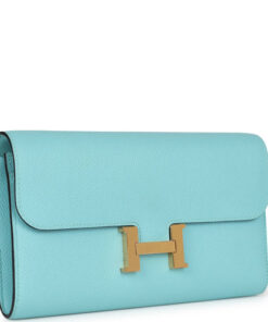 Hermès Constance Wallet To Go Bleu Atoll Epsom Gold Hardware