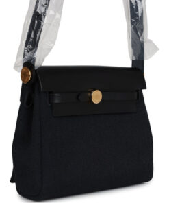 Hermès Herbag Zip 20 Mini Black Toile Militaire Canvas and Black Vache Hunter Gold Hardware