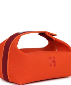 Hermès Bride A Brac Carre Case PM Feu Canvas Palladium Hardware